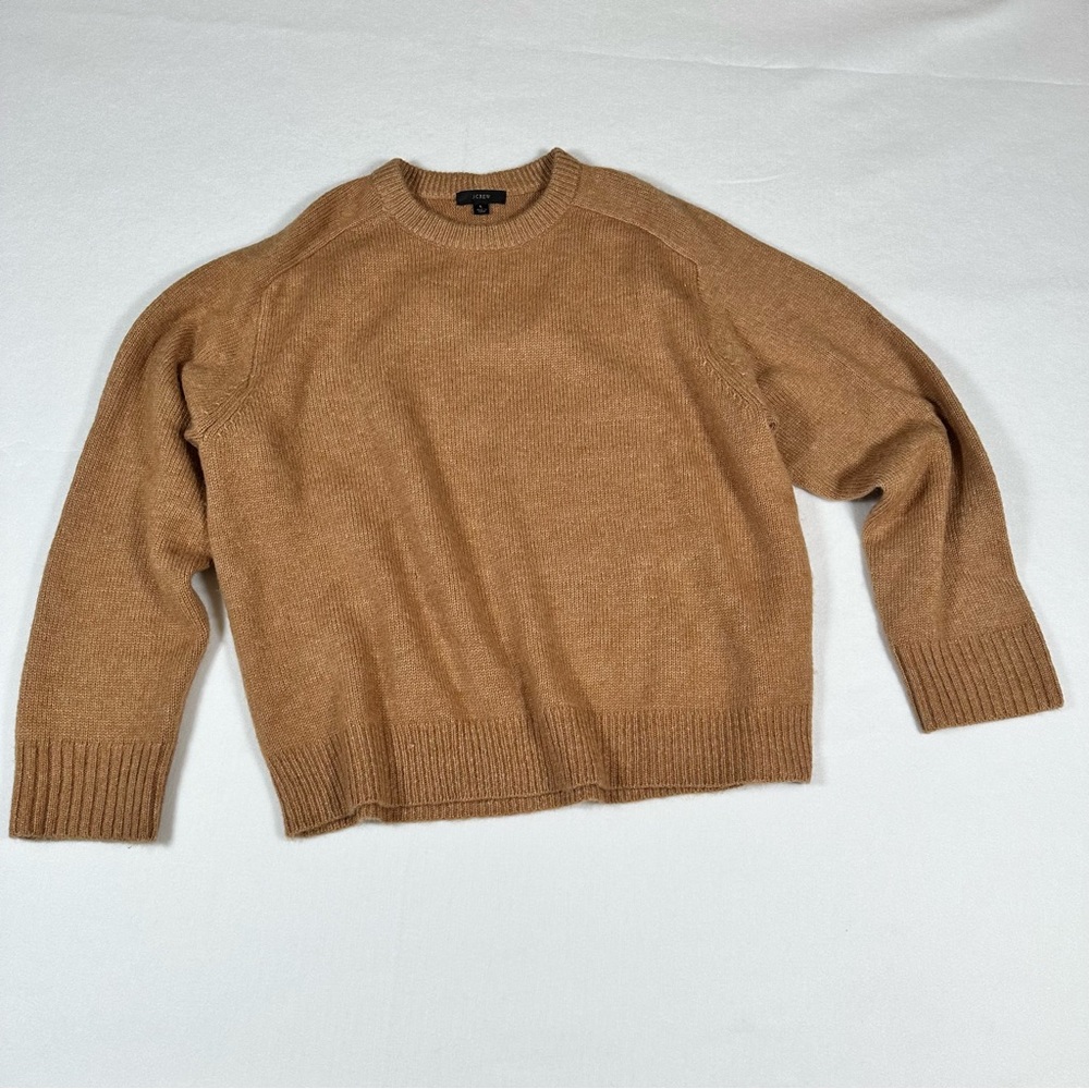 J. Crew Women's Relaxed Saddle Sleeve Crewneck Sweater BD413 Tan Large